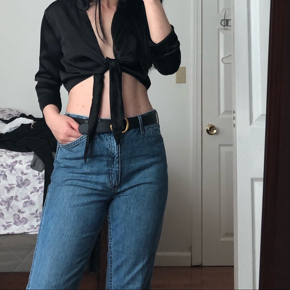 Satin black top